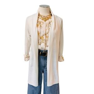 JOE FRESH Open Knit Long Cardigan Off White Cream Sz S